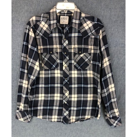 Ariat Other - Ariat Pearl Snap Flannel Western Shirt M Medium Retro Fit Long Sleeve Plaid Mens